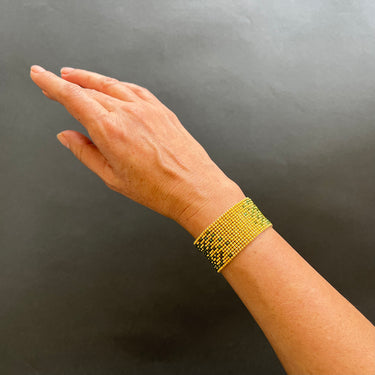 Brazalete Telar Dorado Medio Difuminado Turquesa T